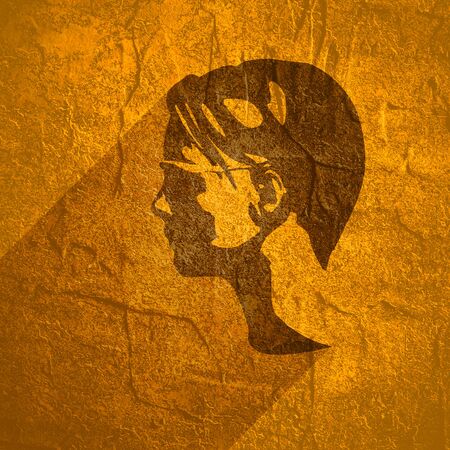 Portrait of beautiful woman in black sunglasses. Short hair. Side viewの写真素材