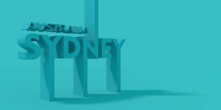 Image relative to Australia travel theme. Sydney city name in geometry style design. Creative vintage typography poster concept. 3D rendering.の写真素材