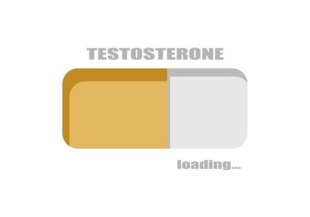 Hormone testosterone level measuring scale. Health care concept illustration. Progress or loading bar.のイラスト素材