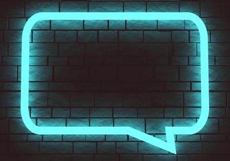 Abstract background of speech bubble for your own design. 3D rendering. Neon shine frameの写真素材
