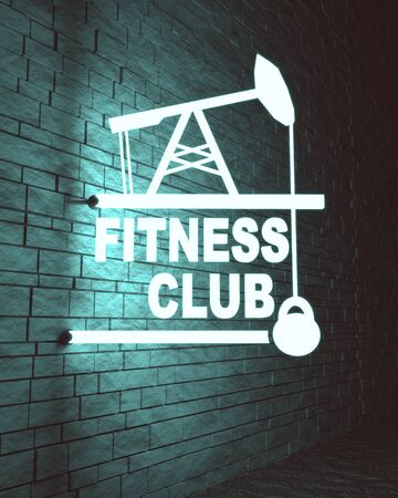 Fitness club text in neon bulb street sign illuminationの写真素材