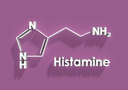 Structural chemical formula of histamine. 3D renderingの写真素材