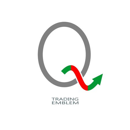 Q letter. Exchange broker emblem. Rise up arrowのイラスト素材