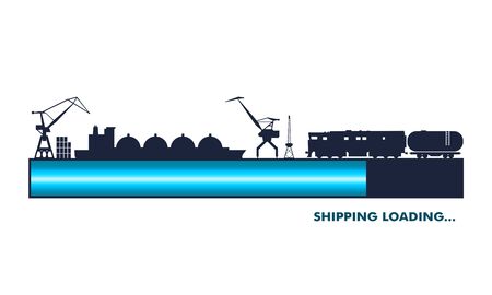 Cargo port. Shipping and delivery concept. Progress or loading bar