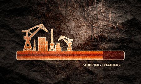 Cargo port. Shipping and delivery concept. Progress or loading bar