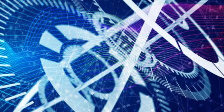 Abstract futuristic technology background with circles and meter scale. 3D renderingの写真素材