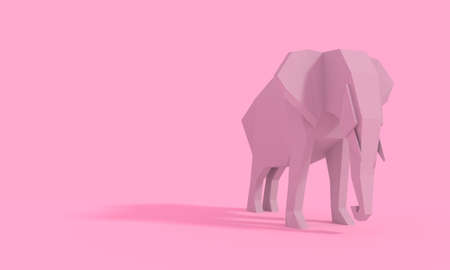 Beautiful elephant. Abstract geometric polygon style illustration. 3D renderingの写真素材