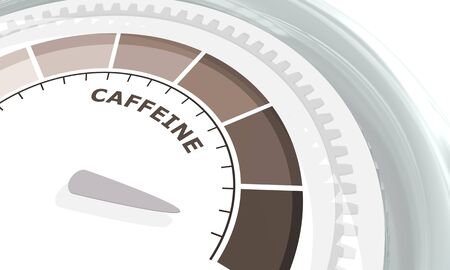 Scale with arrow. The caffeine measuring device. Sign tachometer, speedometer, indicator. 3D renderingの写真素材