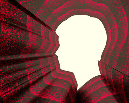 Abstract background with human head. Design layout for business presentations, posters and invitations. Tunnel with light. 3D renderingの写真素材