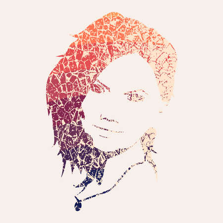 Face front view. Elegant silhouette of a female head. Portrait of a happy smiled womanのイラスト素材