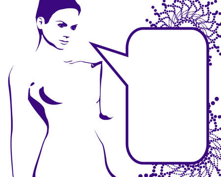 Banner with female silhouette and speech bubbleのイラスト素材