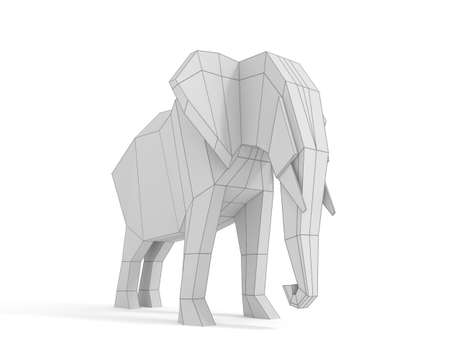 Beautiful elephant. Abstract geometric polygon style illustration. 3D renderingの写真素材