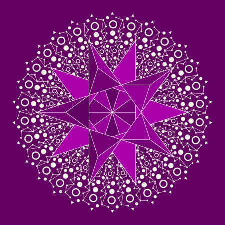 Radial dots in circle form. Fireworks explosion background. Circular design element. Abstract geometric star rays. Design element for medical, treatment, cosmetic emblemのイラスト素材