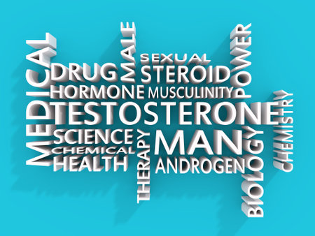 Tags cloud of hormone testosterone. Words collage. 3D renderingの写真素材