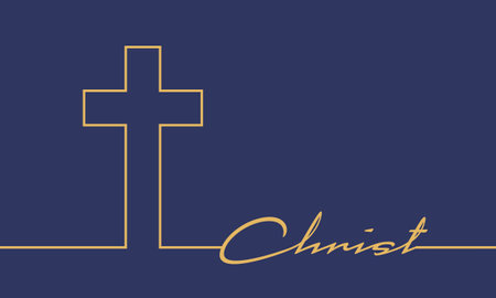 Christianity concept illustration. Cross and Christ wordのイラスト素材