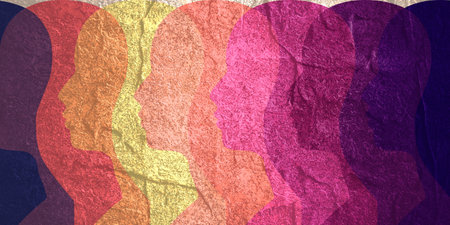 Man avatar profile view. Male face silhouettes rowの写真素材