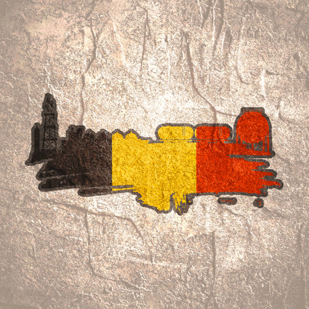 Energy and Power icons set and grunge brush stroke. Design concept of natural gas industry. Flag of Belgiumの写真素材