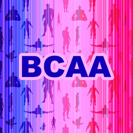 BCAA acronym. Branched chain amino acids. Silhouettes of muscular manのイラスト素材