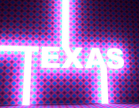Image relative to USA travel. Texas state name in geometry style design. Creative vintage typography...