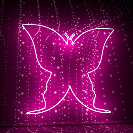 A butterfly or two face profile view. Optical illusion. Human head make silhouette of insect. 3D rendering.の写真素材