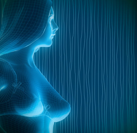 Woman from a 3d grid. Human body wire model. 3D geometric face design. Polygonal covering skin. 3D renderingの写真素材