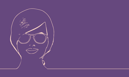Face front view. Elegant silhouette of a woman wearing spectaclesの写真素材