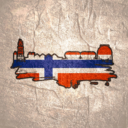Energy and Power icons set and grunge brush stroke. Design concept of natural gas industry. Flag of Norwayの写真素材