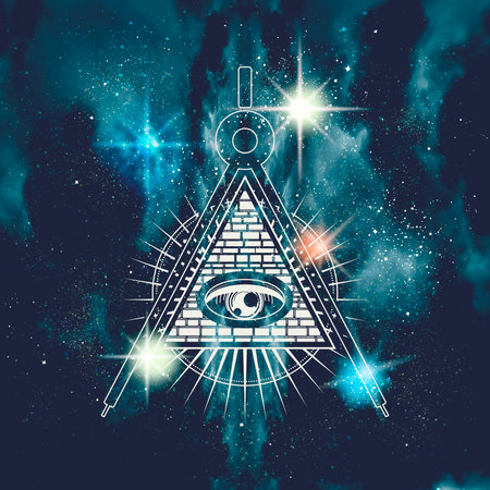 Mystical geometry symbol. Linear alchemy, occult, philosophical sign. Astrology and religion...