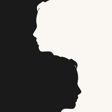 Abstract people icons. Diversity between humans metaphor. Black and white silhouettesのイラスト素材