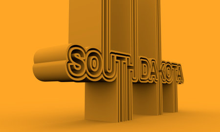 Image relative to USA travel. South Dakota state name in geometry style design. Creative vintage...
