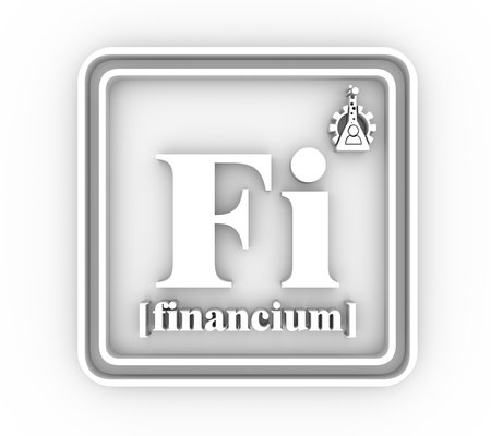 Business concept. Fictional financial chemical element. Business chemistry. 3D renderingの写真素材