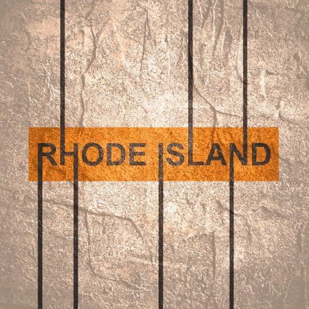 Image relative to USA travel. Rhode Island state name in geometry style design. Creative vintage typography poster concept.の写真素材