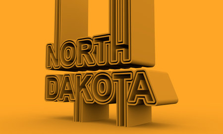 Image relative to USA travel. North Dakota state name in geometry style design. Creative vintage typography poster concept. 3D renderingの写真素材