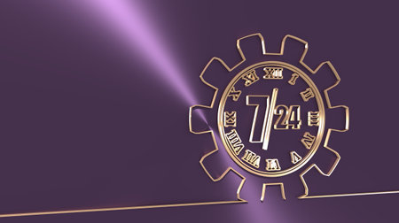 Time operation mode in gear. For customer support and retail. Seven days twenty four hours. Thin...