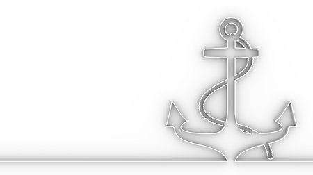Sea travel, industry and journey concept. Thin line style anchor. 3D renderingの写真素材