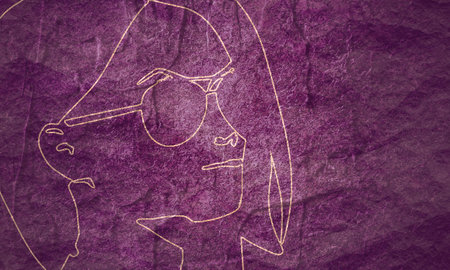 Portrait of beautiful woman in sunglasses. Short hair. Thin line styleの写真素材