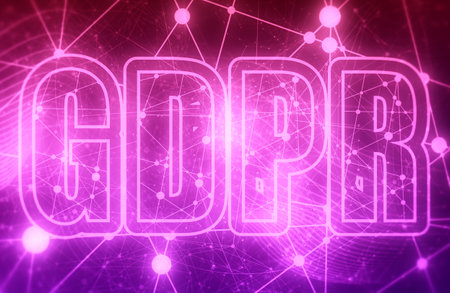 Acronym GDPR - General Data Protection Regulation. Internet conceptual image. Cyber security and privacy.の写真素材