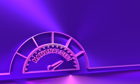 Cholesterol meter read high level of national debt result. The measuring device icon. Thin line style. 3D renderingの写真素材