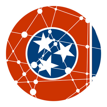Flag of Tennessee. Round shape. Connected lines with dots.のイラスト素材