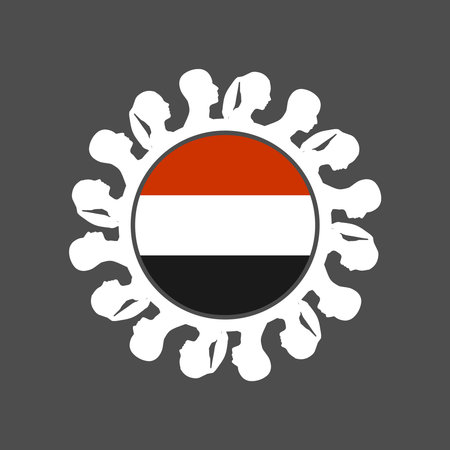 Social networking people conceptual design. Human communication simple icons model. Flag of Yemenのイラスト素材