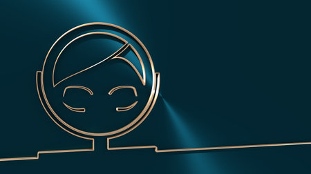 Portrait of elegant woman reflection in mirror. Thin line style. 3D renderingの写真素材