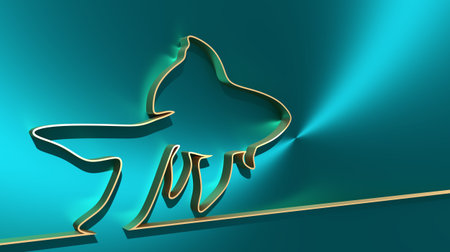 Abstract sea fish icon in thin line style. 3D renderingの写真素材