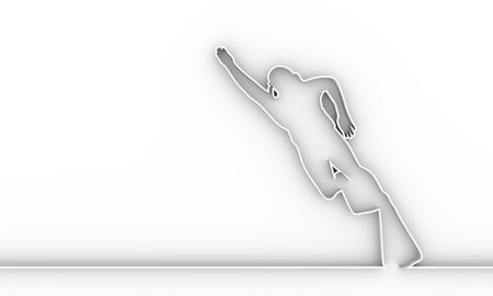 Silhouette of diver. Icon diver. The concept of sport diving. Thin line style. 3D rendering.の写真素材