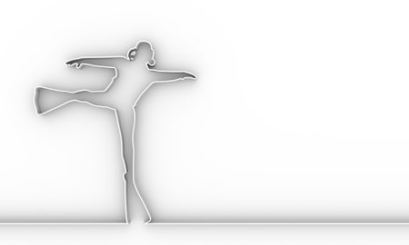 Silhouette of diver. Icon diver. The concept of sport diving. Thin line style. 3D rendering.の写真素材