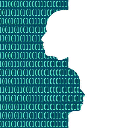 Concept of digital detox. Digital matrix overlayのイラスト素材