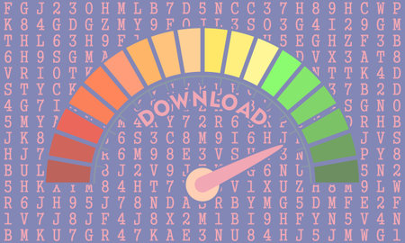 Color scale with arrow from red to green. The download speed measuring device icon. Sign tachometer,...