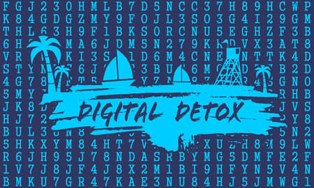 Digital detox concept illustration. Addiction of devicesのイラスト素材