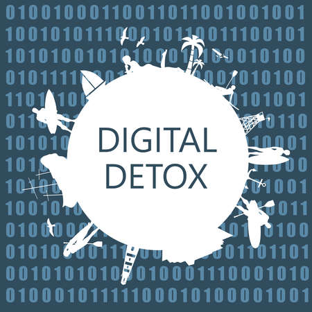 Tropical journey concept. Digital detox on vacationsのイラスト素材