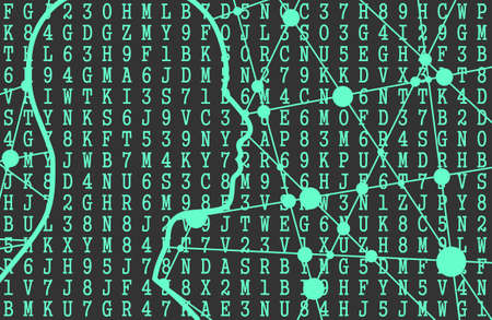 Man avatar profile view. Digital matrix overlayのイラスト素材