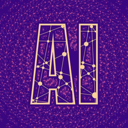 Artificial intelligence concept. Connected lines with dots.のイラスト素材